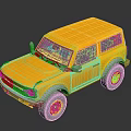 Yellow Off-Road SUV With Rugged Styling Black Rims And Modern Retro Design