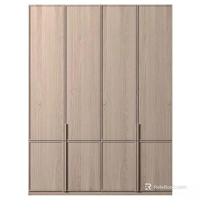 Modern Wooden Storage Cabinet With Minimalist Design And Multiple Doors For Home Organization Solutions 3d model 