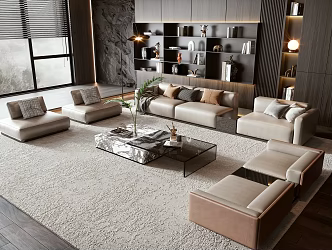 Sofa coffee table group 3d model