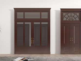 Modern Double Door Solid Wood Paint Door Wooden Door Glass Door 3d model