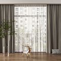 modern curtain gauze curtain 3d model