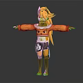 Anthropomorphic Creature Character With Orange Hair Horns And Black Outfit Standing Pose