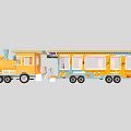 Yellow Functional Train Car With Open Side Windows And Service Area 3d model