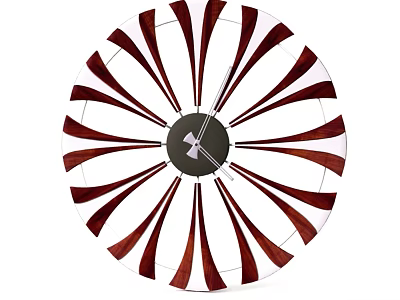 Modern Radial Sculpture with Red White Stripes and Black Center Clock Design 3d model