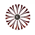 Modern Radial Sculpture with Red White Stripes and Black Center Clock Design