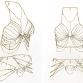 Fashionable Golden Chain Decorative Bikini Tops And Waist Chains Design Pieces