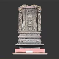 Ornate Multi Tiered Traditional Carved Wooden Throne With Red Base And Golden Decorations