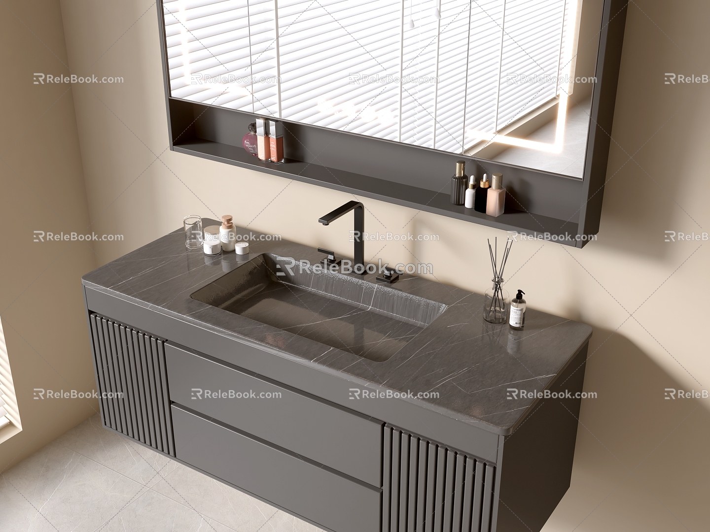 Modern Bathroom Cabinet Bathroom Counter Basin Bathroom Ornaments Mirror Cabinet Sink 3d model