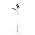 Solar Powered Outdoor Light With LED Lamp And Panel On Metal Pole 3d model