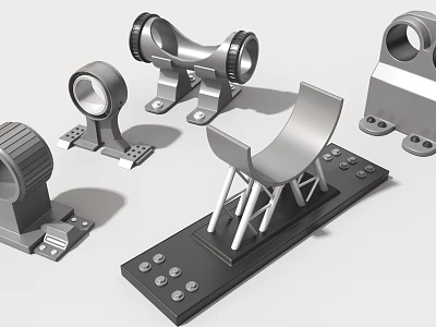 Industrial Equipment Metal Components Featuring Various Shapes Circular Arc Holes And Brackets 3d model