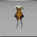 Fitted Cocktail Dress With Red And Yellow Patterns And Black Hem Design Details