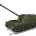 Military Armored Tank With Long Cannon Tracked Chassis And Military Gear