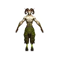 Horned Mythical Game Character With Green And Brown Fur Patterns
