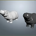 White and Black Hippo Landscape Sculptures for Outdoor Garden Decoration