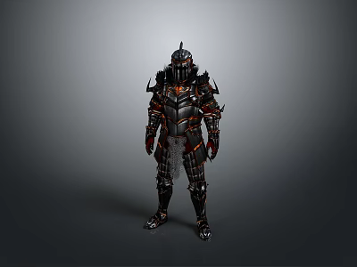 Medieval Warrior Armor With Intricate Metal Details And Spiked Helmet 3d model
