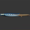 Blue And Beige Fish With Open Mouth Sharp Teeth Round Spots On Long Body