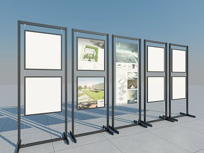 Outdoor Exhibition Display Boards With Blank Screens And Design 3d model