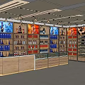 Modern Tobacco And Liquor Store Interior With Shelves Of Wines Spirits And Counter