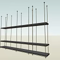 Modern Wall Mounted Cabinets With Metal Frame And Multiple Black Shelves