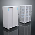 White Storage Cabinets With Wheels Blue Stripes And Mesh Doors Design