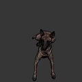 Brown Game Movie Character Dog In Standing Pose With Gray Background
