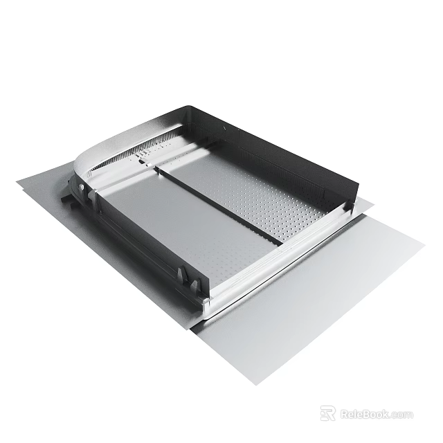 Rectangular Metal Tray With Perforated Base And Reinforced Side Frames 3d model 