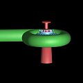 Red And Green Industrial Equipment Featuring Circular Base Connecting Pipe And Top Knob