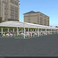 White Shade Canopy for Electric Bikes Parking in Residential Area with High Rise Buildings