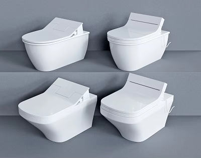 Modern White Wall Hung Toilets With Sleek Contemporary Design And Clean Lines 3d model