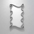 Artistic Modern Wall Decor With Gold Frame Irregular Wavy Mirror Design 3d model