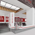 Traditional Chinese Intangible Cultural Heritage Exhibition With Red Decor And Display Counters