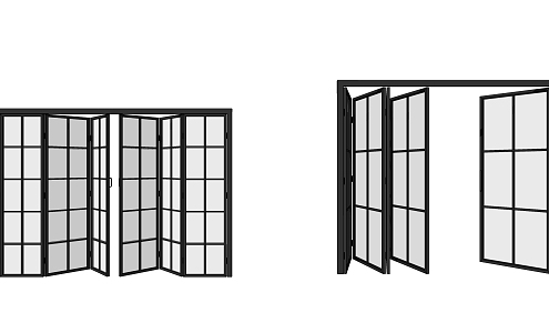 Modern folding door folding door sliding door 3d model