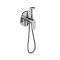 Wall Mounted Chrome Faucet With Flexible Shower Hose For Bathroom Use