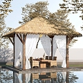 thatched pavilion landscape pavilion leisure pavilion holiday pavilion 3d model