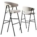Modern Minimalist Bar Stools With Black Metal Frame And White Upholstered Seat
