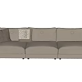 Comfortable Modern Light Gray Three Seater Fabric Sofa With Decorative Pillows 3d model