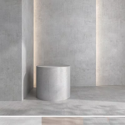 Cylindrical Concrete Structure In Modern Space With Gray Wall And Floor 3d model