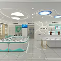 Spacious Optical Store Interior With Illuminated Ceiling Display Counters And Eyeglass Racks