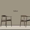Poliform Two Wooden Armchairs With Wicker Seats In Modern Minimalist Design