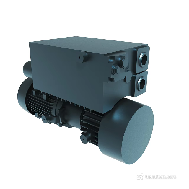 Black Industrial Mechanical Device With Square Top Cylindrical Base And Connection Ports 3d model 