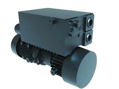 Black Industrial Mechanical Device With Square Top Cylindrical Base And Connection Ports 3d model