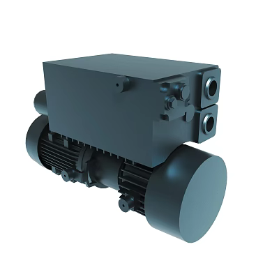 Black Industrial Mechanical Device With Square Top Cylindrical Base And Connection Ports 3d model