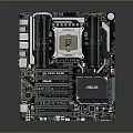 High Performance ASUS Motherboard Featuring CPU Socket RAM Slots And PCIe Ports 3d model