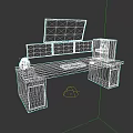 Modern Wooden Office Desk With Multiple Monitors Headphones Keyboard And Mouse