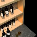 Modern Wine Cabinet Interior Design With Multilayer Shelves Wine Bottles And LED Lighting