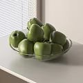 Fresh Green Apples in Glass Bowl on Window Sill with Blinds