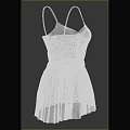 Pink Checkered Spaghetti Strap Dress With Waist Belt And Pleated Skirt