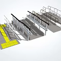 Metal Fencing Designs With Safety Railings And Yellow Warning Strips