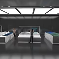 Modern Exhibition Hall With Display Stands And Architectural Models For Visitors Viewing 3d model
