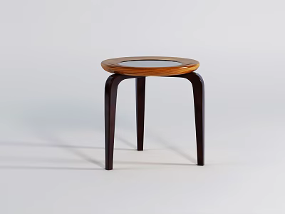 Minimalist Wooden Side Table With Round Top And Dark Legs 3d model